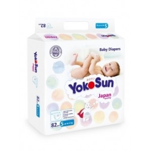 YokoSun Подгузники на липучках S (до 6 кг), 82 шт.