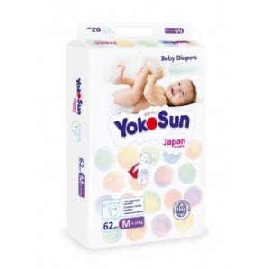 YokoSun Подгузники на липучках М (5-10 кг), 62 шт.