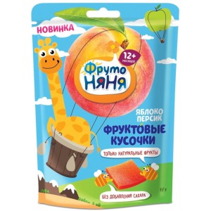 Фруктовые кусочки ФрутоНяня Яблоко-персик с 12 мес.53гр.