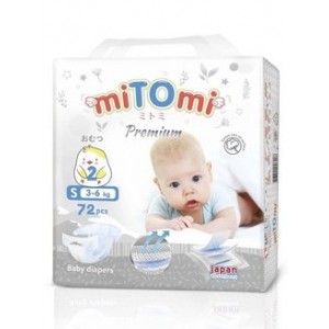 miTOmi Premium Подгузники на липучках S(3-6 кг) 72 шт 