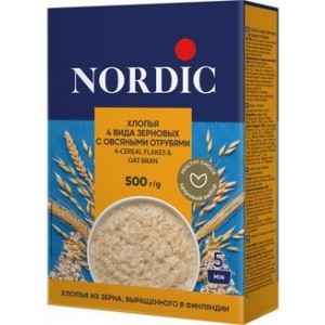 Nordic хлопья 4 вида зерновых, 500 г