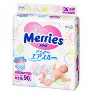 Японские подгузники Merries для новорожденных весом до 5кг 90шт
