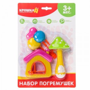 Крошка Я 142431 Набор погремушек "Домик, гриб, шарики", 3 шт