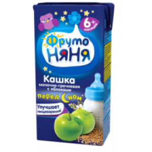 Кашка ФрутоНяня готовая молочно-гречневая с яблоками 02л