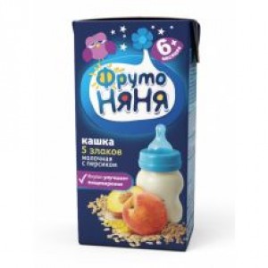 Кашка ФрутоНяня готовая молочная 5 злаков с персиком 02л