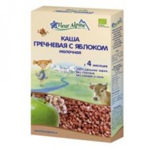 Каша Fleur Alpine Organic молочная гречневая с яблоком 200гр