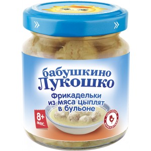 Пюре Бабушкино Лукошко Фрикадельки из мяса цыплят в бульоне с 8 мес. 100 г