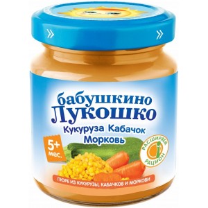 Пюре Бабушкино Лукошко Кукуруза, кабачки и морковь с 5 мес. 100 г