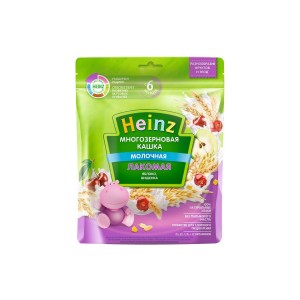 Каша для детей Heinz Лакомая Многозерновая, молочная, с яблоком и вишней, с 6 месяцев, 170 г