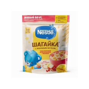 NESTLE / Каша Шагайка молочная мультизлаковая с яблоком и фигурками манго, гранат с 12 мес.