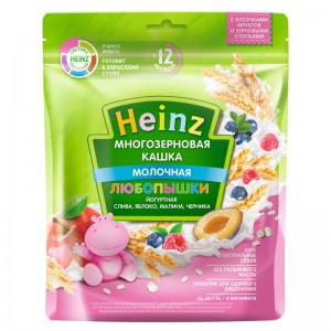 Heinz "Любопышки" каша многозерновая йогуртная, слива, яблоко, малина, черника, с 12 месяцев, 200 г